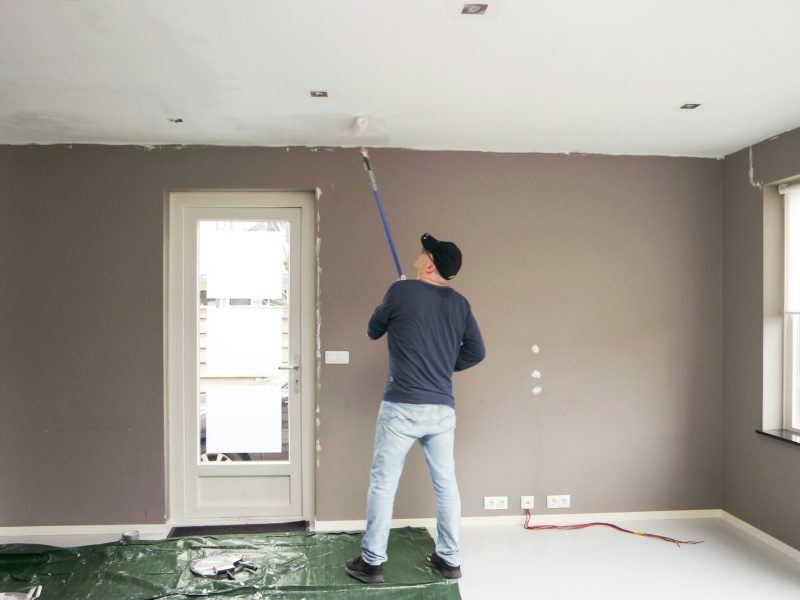 Man Full Length Painting The Ceiling Home Renovation - Remodel Space Builds